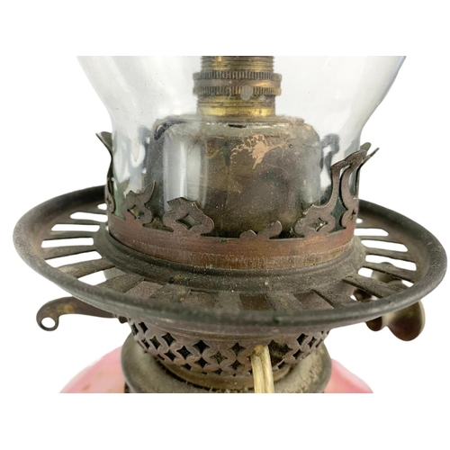 66 - Victorian oil lamp, electrified. 55.5cm