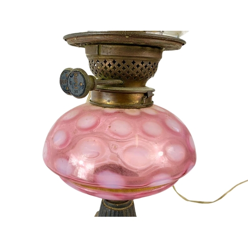 66 - Victorian oil lamp, electrified. 55.5cm