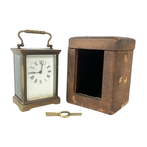 68 - Late 19th century ACC French carriage clock in original case. With key. 10/8/13cm