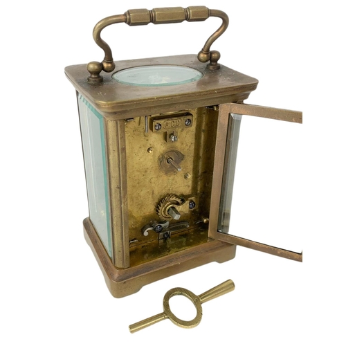 68 - Late 19th century ACC French carriage clock in original case. With key. 10/8/13cm