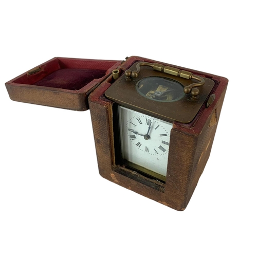 68 - Late 19th century ACC French carriage clock in original case. With key. 10/8/13cm