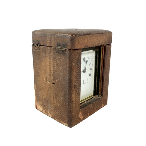 68 - Late 19th century ACC French carriage clock in original case. With key. 10/8/13cm