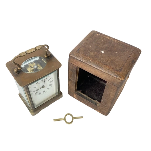 68 - Late 19th century ACC French carriage clock in original case. With key. 10/8/13cm