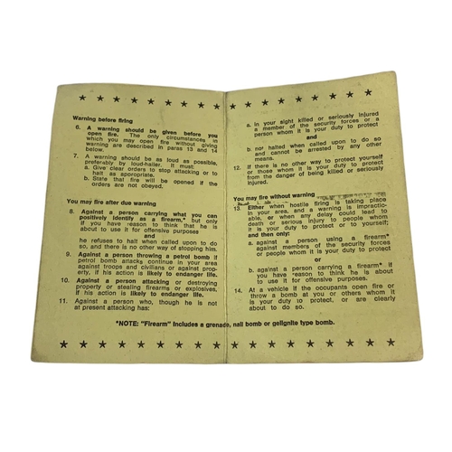 73 - Rules of engagement pamphlet for British troops stationed in Northern Ireland. Dated 1971.