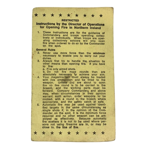 73 - Rules of engagement pamphlet for British troops stationed in Northern Ireland. Dated 1971.