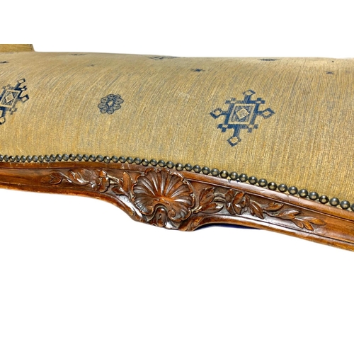 827 - 19th century french carved walnut chaise lounge. 160cm