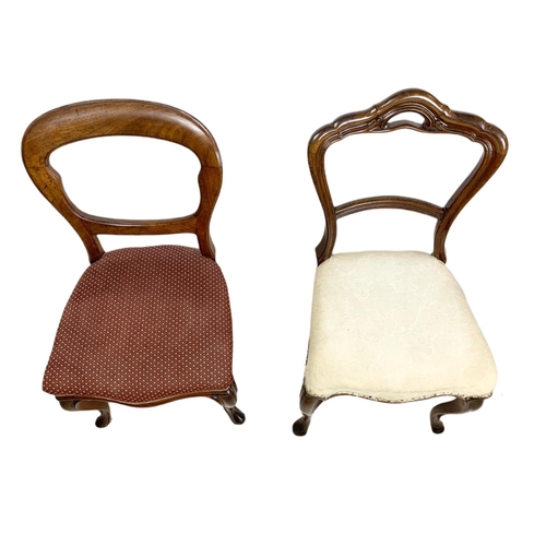 828 - 2 Victorian mahogany balloon back chairs.