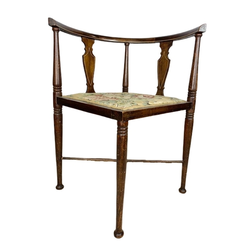 831 - Edwardian inlaid corner chair.