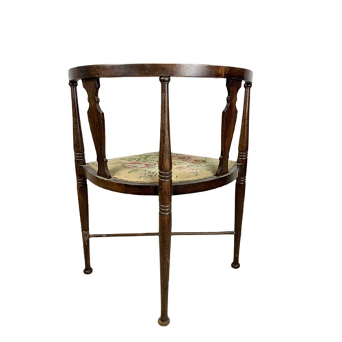 831 - Edwardian inlaid corner chair.