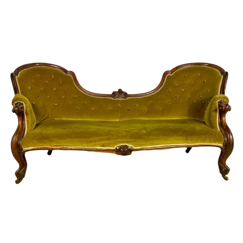 840 - Victorian double end couch on cabriole legs. 190cm