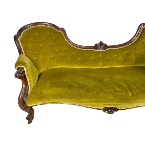 840 - Victorian double end couch on cabriole legs. 190cm