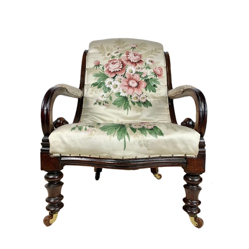 845 - Victorian heavy mahogany carved armchair.