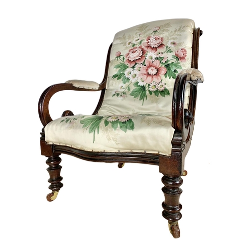 845 - Victorian heavy mahogany carved armchair.