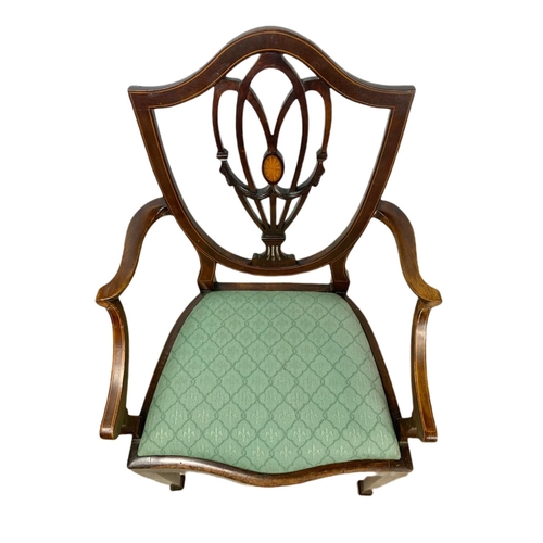 848 - Edwardian inlaid mahogany armchair