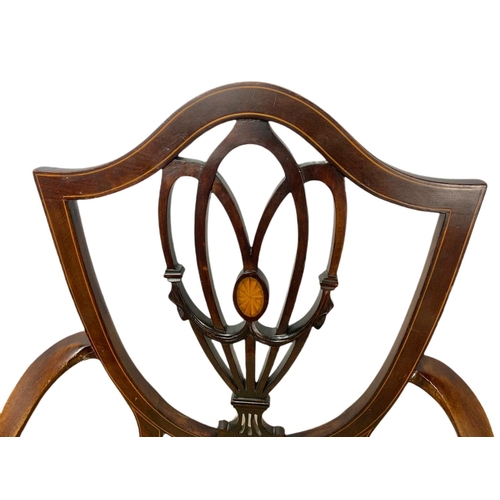 848 - Edwardian inlaid mahogany armchair