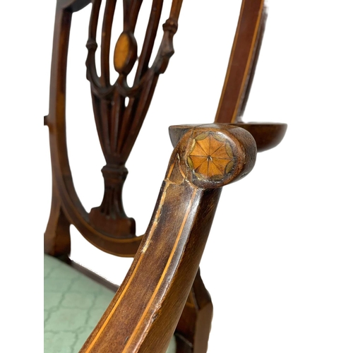 848 - Edwardian inlaid mahogany armchair