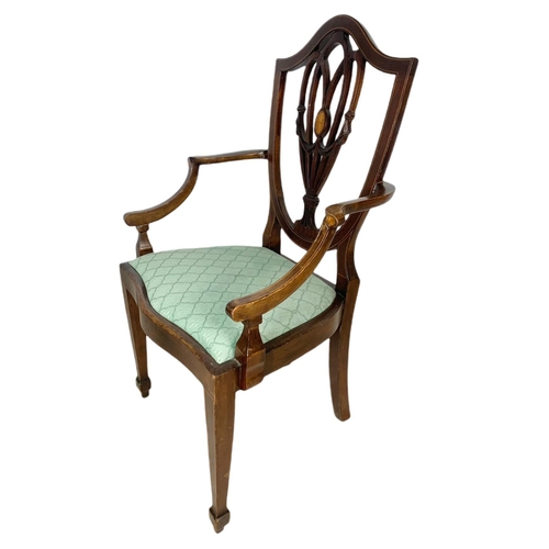 848 - Edwardian inlaid mahogany armchair