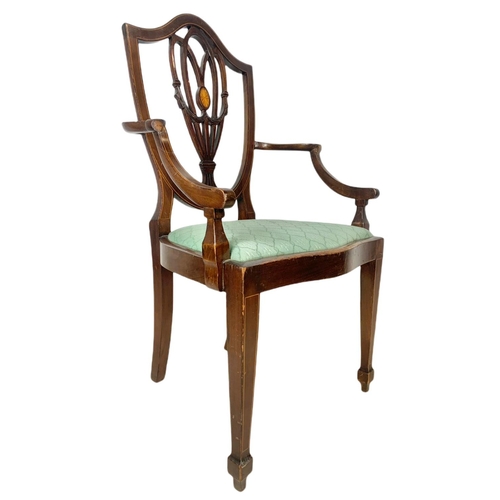 848 - Edwardian inlaid mahogany armchair