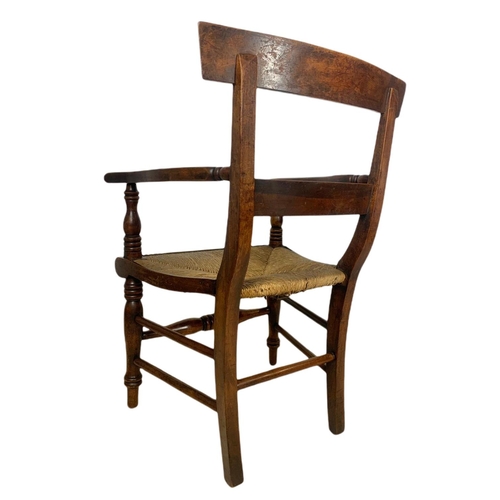 851 - Mid 19th century Scottish country house armchair with rattan seat.