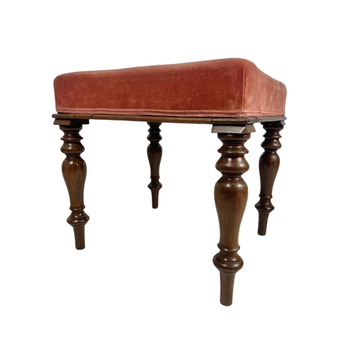 858 - Victorian mahogany framed stool. 44/41/44cm