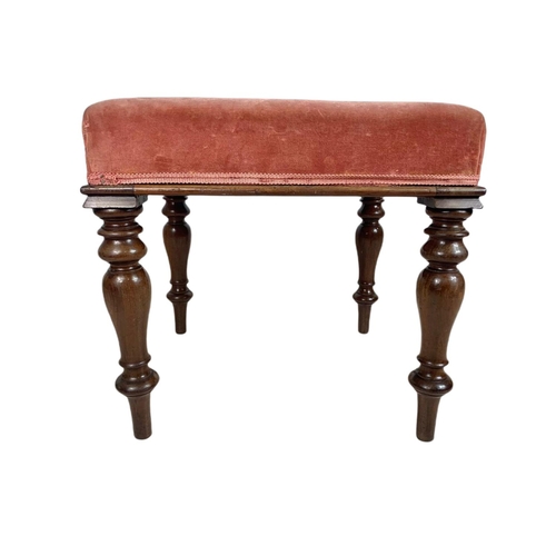 858 - Victorian mahogany framed stool. 44/41/44cm