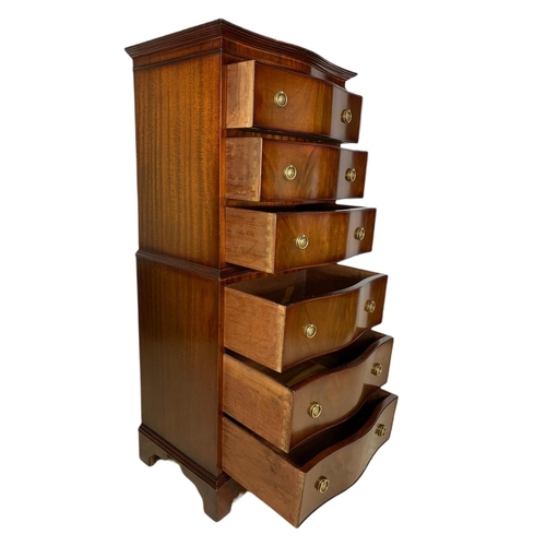 860 - Tall vintage Georgian style serpentine mahogany chest of drawers. 56/40/128cm