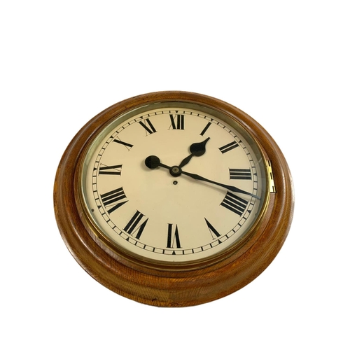 865 - Victorian oak cased school clock with Fusee movement. 55cm