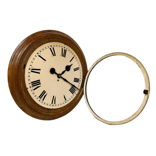 865 - Victorian oak cased school clock with Fusee movement. 55cm