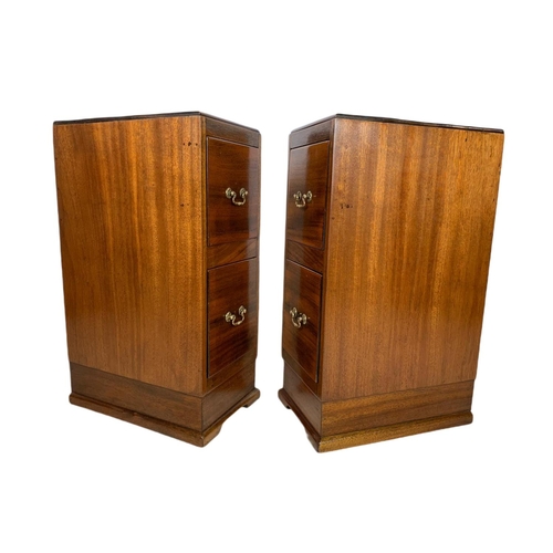 871 - Pair of tall 1930’s oak 2 drawer bedsides 26.5/44/74cm