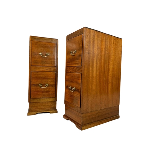 871 - Pair of tall 1930’s oak 2 drawer bedsides 26.5/44/74cm