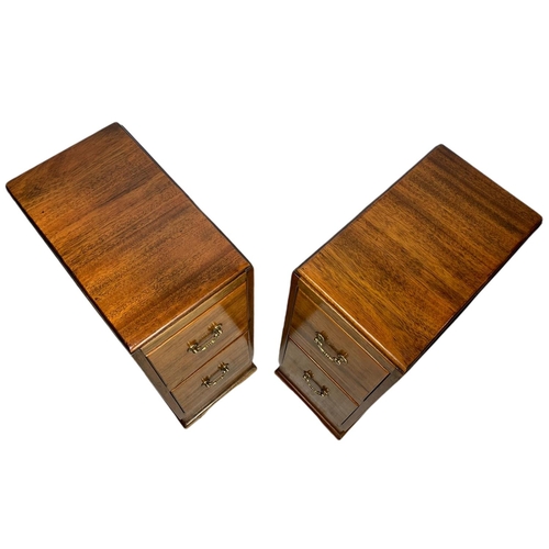 871 - Pair of tall 1930’s oak 2 drawer bedsides 26.5/44/74cm