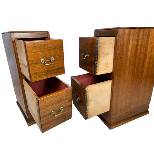 871 - Pair of tall 1930’s oak 2 drawer bedsides 26.5/44/74cm