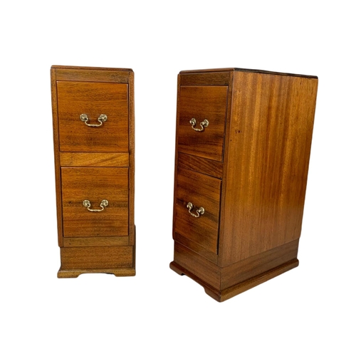 871 - Pair of tall 1930’s oak 2 drawer bedsides 26.5/44/74cm