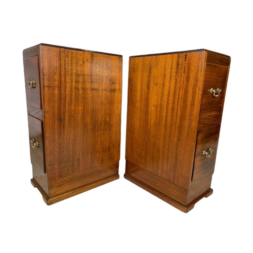 871 - Pair of tall 1930’s oak 2 drawer bedsides 26.5/44/74cm