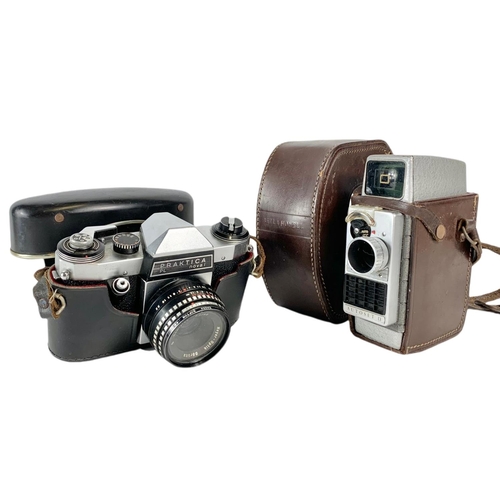 88 - 2 vintage cameras by Bell & Howell and Praktica.