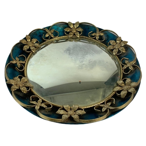 885 - 1960’s mid century brass framed mirror. 48cm