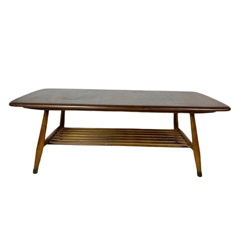 886 - Ercol mid century 2 tier coffee table. 106/46/36cm