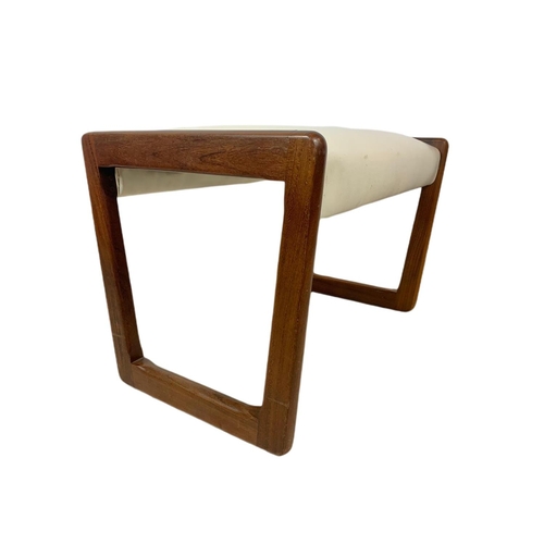 887 - Mid century teak framed stool. 60.5/38/40cm