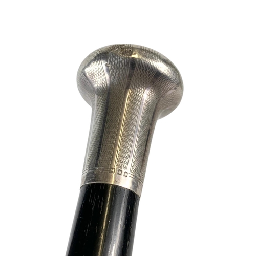 93 - Victorian silver top walking cane. 86.5cm