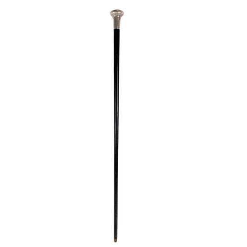 93 - Victorian silver top walking cane. 86.5cm