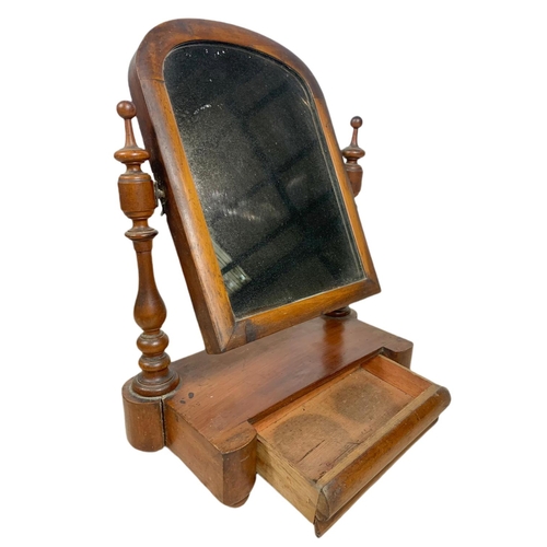 294 - Victorian mahogany shaving mirror. 42/51cm