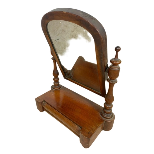 294 - Victorian mahogany shaving mirror. 42/51cm