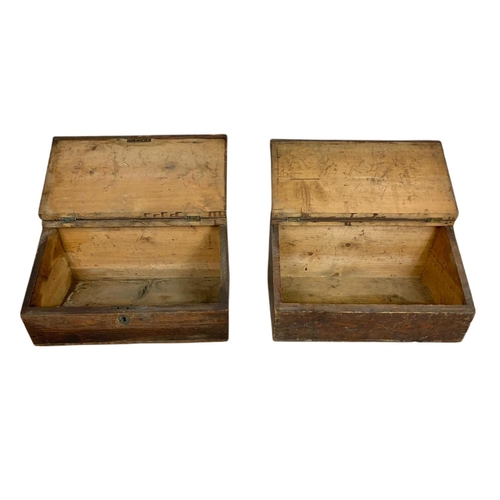 297 - Pair of late Victorian pine slope boxes. 35/26/22cm