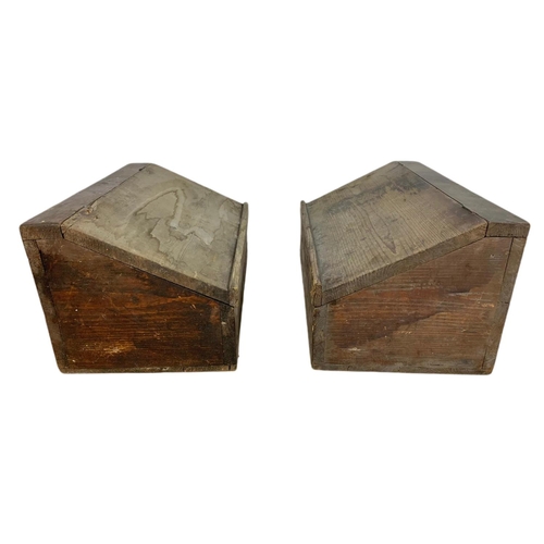 297 - Pair of late Victorian pine slope boxes. 35/26/22cm