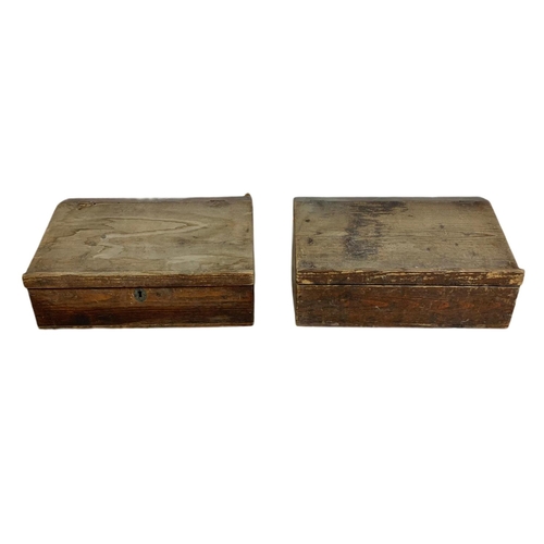 297 - Pair of late Victorian pine slope boxes. 35/26/22cm