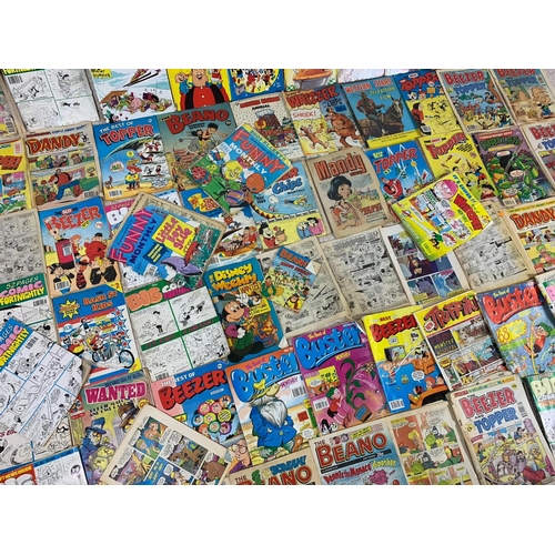 300 - Large quantity of vintage annuals, comics etc. Including Beano, Dandy, Beezer and Topper, Mandy, Sco... 