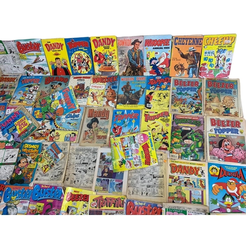 300 - Large quantity of vintage annuals, comics etc. Including Beano, Dandy, Beezer and Topper, Mandy, Sco... 