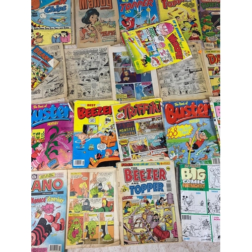 300 - Large quantity of vintage annuals, comics etc. Including Beano, Dandy, Beezer and Topper, Mandy, Sco... 