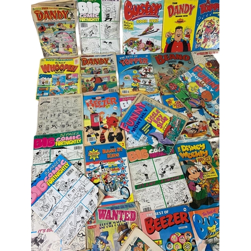 300 - Large quantity of vintage annuals, comics etc. Including Beano, Dandy, Beezer and Topper, Mandy, Sco... 