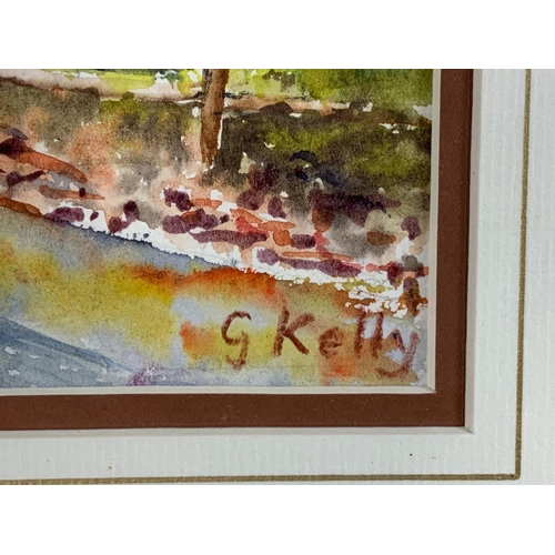 308 - 3 framed G. Kelly watercolour paintings. 44/39cm